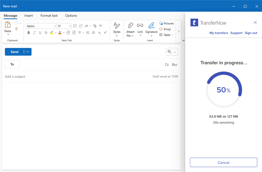 TransferNow Outlook