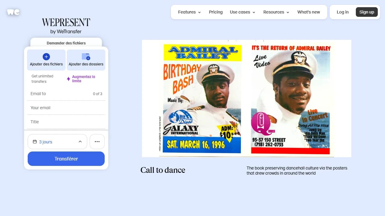 WeTransfer homepage